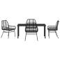 Preview: 5-teilige Garten-Essgruppe mit Kissen Schwarz Poly-Rattan