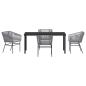 Preview: Set aus 3 Grau PE-Rattan, pulverbeschichteter Stahl Standard