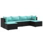 Preview: 6-tlg. Garten-Lounge-Set mit Kissen Schwarz Poly Rattan