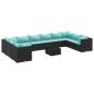 Preview: 11-tlg. Garten-Lounge-Set mit Kissen Schwarz Poly Rattan