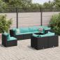 Preview: ARDEBO.de - 8-tlg. Garten-Lounge-Set mit Kissen Schwarz Poly Rattan