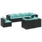 Preview: 8-tlg. Garten-Lounge-Set mit Kissen Schwarz Poly Rattan