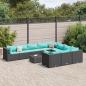 Preview: ARDEBO.de - 11-tlg. Garten-Sofagarnitur mit Kissen Schwarz Poly Rattan