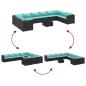 Preview: 11-tlg. Garten-Sofagarnitur mit Kissen Schwarz Poly Rattan