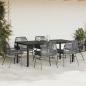 Preview: 7-tlg. Garten-Essgruppe mit Kissen Schwarz Poly Rattan Glas