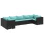 Preview: 7-tlg. Garten-Lounge-Set mit Kissen Schwarz Poly Rattan