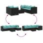 Preview: 6-tlg. Garten-Lounge-Set mit Kissen Schwarz Poly Rattan