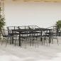 Preview: 9-tlg. Garten-Essgruppe mit Kissen Schwarz Poly Rattan Glas