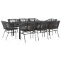 Preview: 9-tlg. Garten-Essgruppe mit Kissen Schwarz Poly Rattan Glas