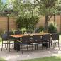 Preview: ARDEBO.de - 11-teiliges Garten-Esstisch-Set Schwarz Poly Rattan
