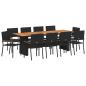 Preview: 11-teiliges Garten-Esstisch-Set Schwarz Poly Rattan