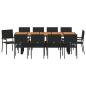 Preview: 11-teiliges Garten-Esstisch-Set Schwarz Poly Rattan
