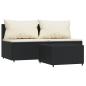 Preview: 3-tlg. Garten-Lounge-Set mit Kissen Schwarz Poly Rattan