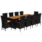 Preview: 11-tlg. Garten-Essgruppe mit Kissen Schwarz Poly Rattan