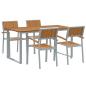 Preview: Garten-Essgruppe Set aus 5 Grau und Holzton Metall und Holz