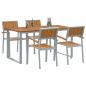 Preview: Garten-Essgruppe Set aus 5 Grau und Holzton Metall und Holz