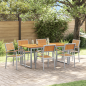 Preview: Garten Essgruppe 7 pcs Grau Massivholz Akazie