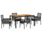 Preview: 5-teiliges Garten Esszimmer Set mit Kissen Schwarz Poly Rattan
