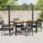 Preview: 5-teiliges Garten Esszimmer Set mit Kissen Schwarz Poly Rattan
