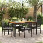 Preview: 5-teiliges Garten Esszimmer Set mit Kissen Schwarz Poly Rattan