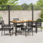 Preview: 5-teiliges Garten Esszimmer Set mit Kissen Schwarz Poly Rattan