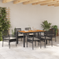 Preview: 7-teilige Essgruppe für den Garten mit Kissen in Schwarz aus Poly-Rattan