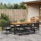 Preview: 9-teiliges Garten Essset mit Kissen in Schwarz Poly Rattan