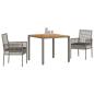 Preview: 3-teiliges Gartenset mit Kissen in grau aus Poly Rattan