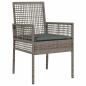 Preview: 3-teiliges Gartenset mit Kissen in grau aus Poly Rattan