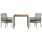 Preview: 3-teiliges Gartenset mit Kissen in grau aus Poly Rattan