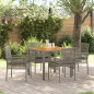Preview: 5-teiliges Garten Esszimmer Set mit Kissen Grau Poly Rattan