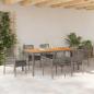 Preview: 7-teiliges Garten-Eßtisch-Set mit Kissen grau Poly-Rattan