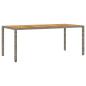 Preview: 7-teiliges Garten-Eßtisch-Set mit Kissen grau Poly-Rattan