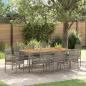 Preview: ARDEBO.de - 9-teiliges Garten Essgruppe mit Kissen Grau Poly Rattan