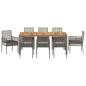 Preview: 9-teiliges Garten Essgruppe mit Kissen Grau Poly Rattan