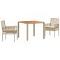 Preview: 3-teiliges Garten-Essset mit Kissen Beige Poly Rattan