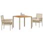 Preview: 3-teiliges Garten-Essset mit Kissen Beige Poly Rattan