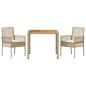 Preview: 3-teiliges Garten-Essset mit Kissen Beige Poly Rattan