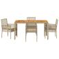 Preview: 5-teiliges Gartentischset mit Kissen Beige Poly Rattan