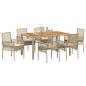 Preview: 7-teiliges Garten Essset mit Kissen Beige Poly-Rattan