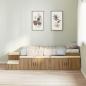 Preview: Stauraum Bett Massivholz Eiche Holzwerkstoff 75 x 190 cm