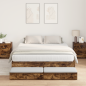 Preview: Stauraumbettgestell Braun Holzwerkstoff 135,5 x 190 x 31,5 cm