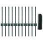 Preview: Zaunpfosten 11 Stück U-Profil Grün 40 cm Stahl, Sechseckzaun Grün 0.4x25 m Stahl