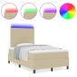 Preview: Boxspringbett mit Matratze & LED Licht Grün Grau 120x200 cm Cord-Stoff