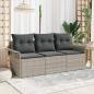 Preview: ARDEBO.de - 3-teiliges Garten Sofa Set mit Kissen Hellgrau Poly Rattan