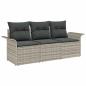 Preview: 3-teiliges Garten Sofa Set mit Kissen Hellgrau Poly Rattan