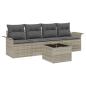 Preview: 5-teiliges Garten-Sofa-Set mit Kissen Hellgrau Poly-Rattan