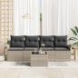 Preview: Sofa Set mit Kissen 5 pcs Hellgrau Poly-Rattan