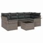 Preview: 7-teiliges Garten-Sofa-Set mit Kissen Grau Poly-Rattan