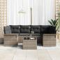 Preview: 7-teiliges Garten-Sofa-Set mit Kissen Grau Poly-Rattan